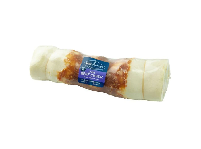 Barkworthies Dog Grain Free Beef Cheek Wrapped Chicken Large