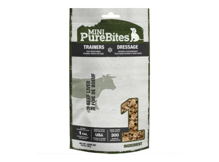 Purebites Freeze Dried Mini Trainers Dog Treats Beef Liver 3oz.