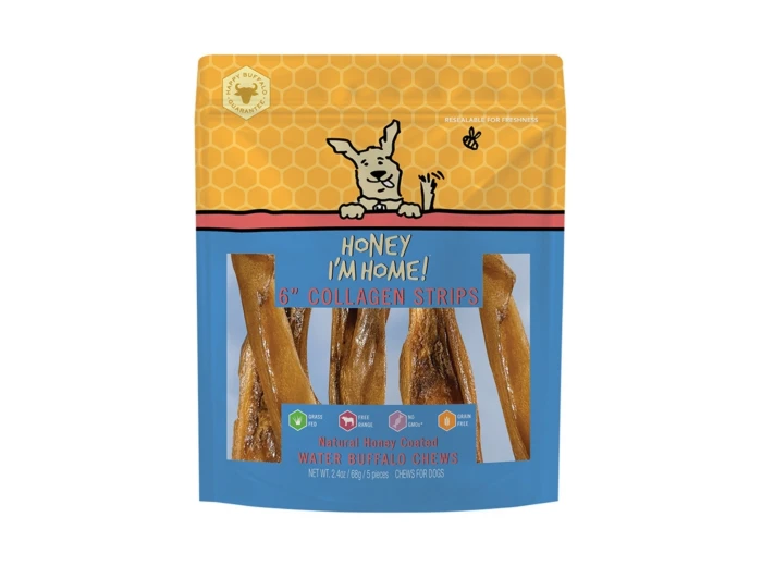 Honey I'm Home Dog Buffalo Collagen Chew 6 Inch 5 Pack
