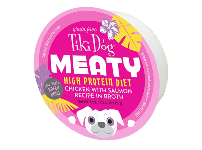 Tiki Pets Dog Mighty Chicken Salmon 3oz. (Case of 4)