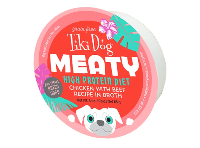 Tiki Pets Dog Mighty Chicken Beef 3oz. (Case of 4)