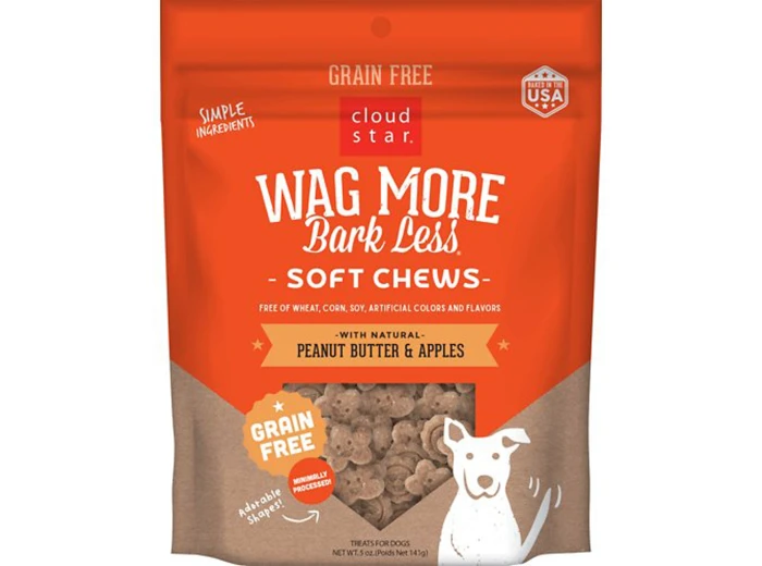 Cloudstar Wagmore Dog Grain Free Soft And Chewy Peanut Butter And Apple 5oz.