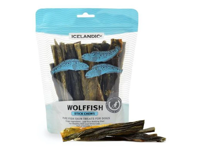 Icelandic Dog Wolffish Skin Stick Chews 4oz.