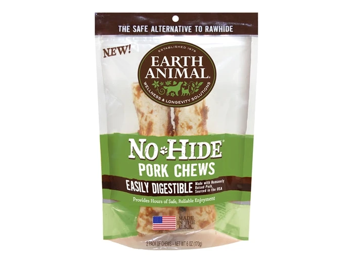 Earth Animal No Hide Pork Chews Dog Treats; 7 Inch; 2 Pack
