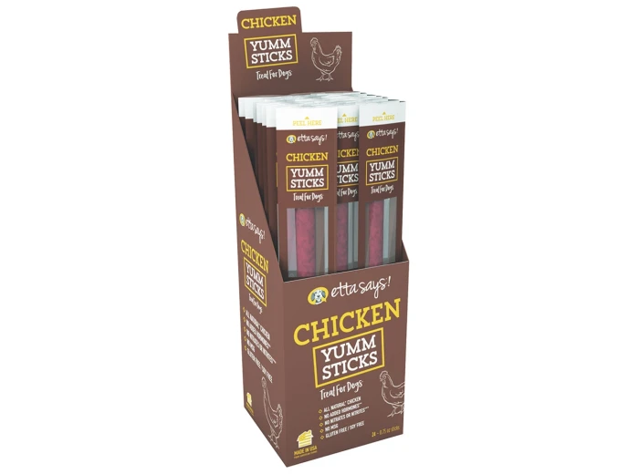Etta Says! Chicken Yumm Sticks Dog Treat Display Box Chicken 24ea/24 ct