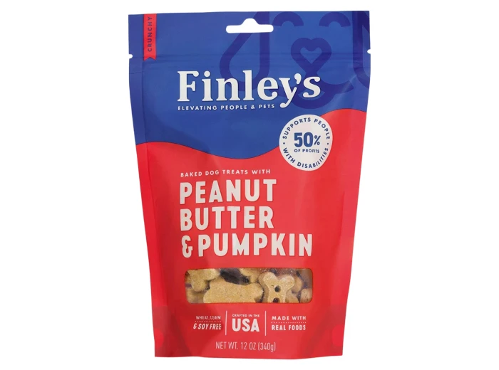 Finleys Dog Crunchy Biscuits Peanut Butter And Pumpkin 12oz.