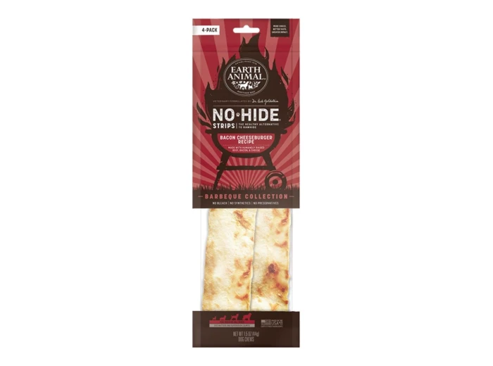Earth Animal Dog No-Hide Bbq Strips Bacon Cheeseburger 4 Pack
