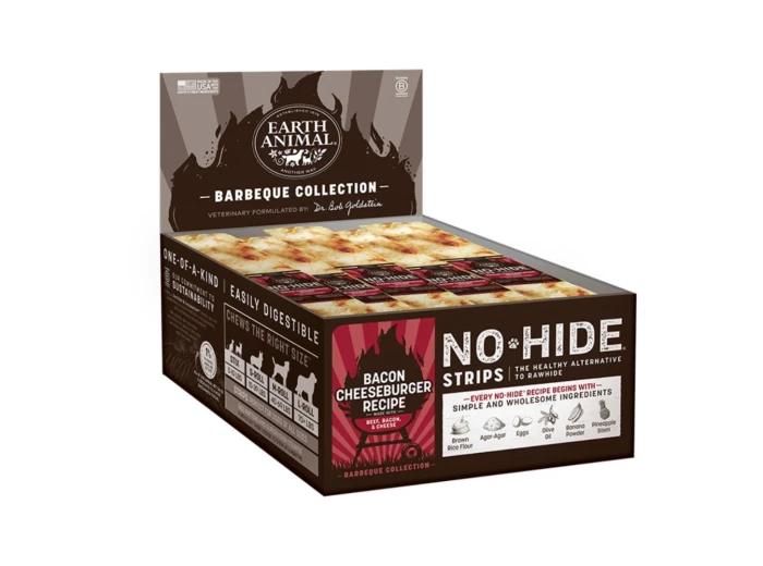 Earth Animal Dog No-Hide Bbq Strips Bacon Cheeseburger 60 Count