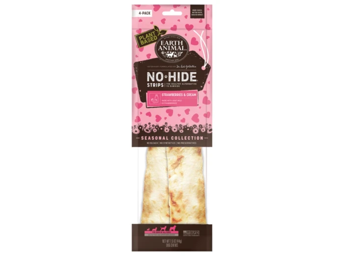 Earth Animal Dog No-Hide Strips Strawberry & Cream 4 Pack