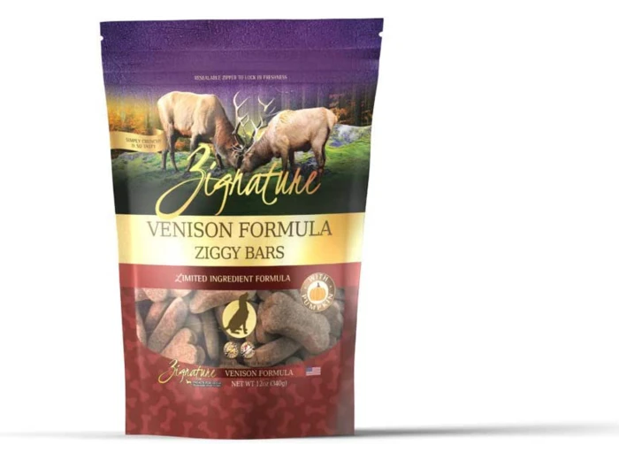 Zignature Dog Ziggy Bar Treat Venison 12oz.