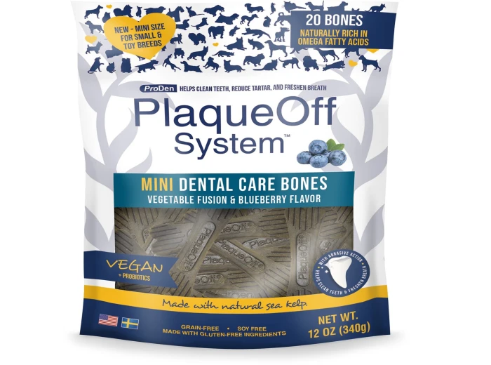 Proden System Mini Dental Care Bones Vegetable Fusion And Blueberry Flavor Dog Treats; 12oz.