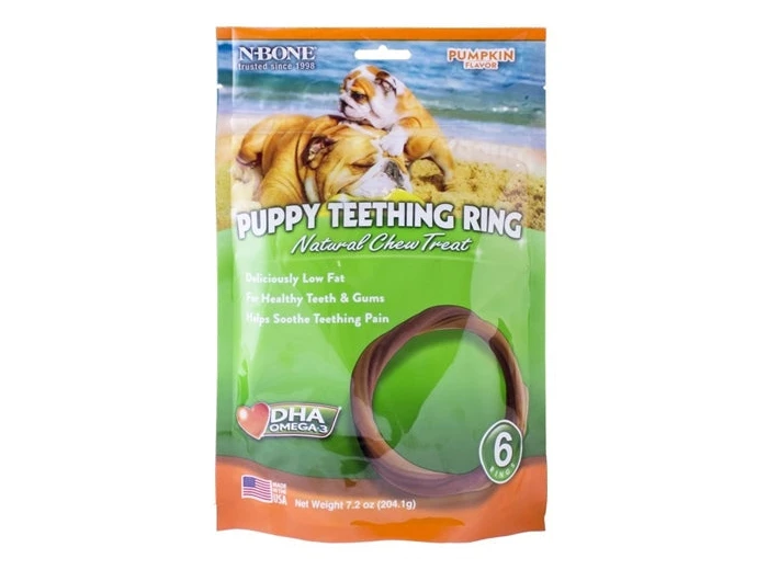 N-Bone Puppy Teething Rings Pumpkin 1ea/7.2 oz, 6 pk