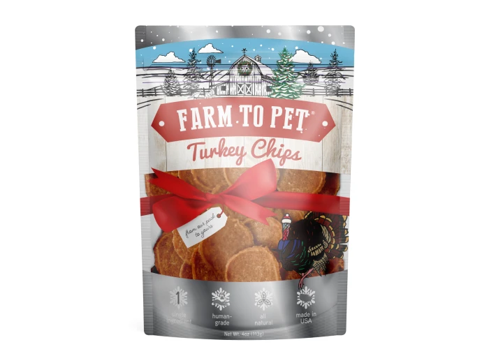 Holiday Turkey Chips Dog Treats (4 oz) Gold