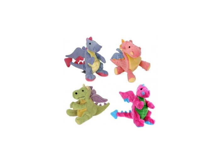 GoDog Dragon Chew Guard Squeaky Plush Dog Toy Large Lime Green