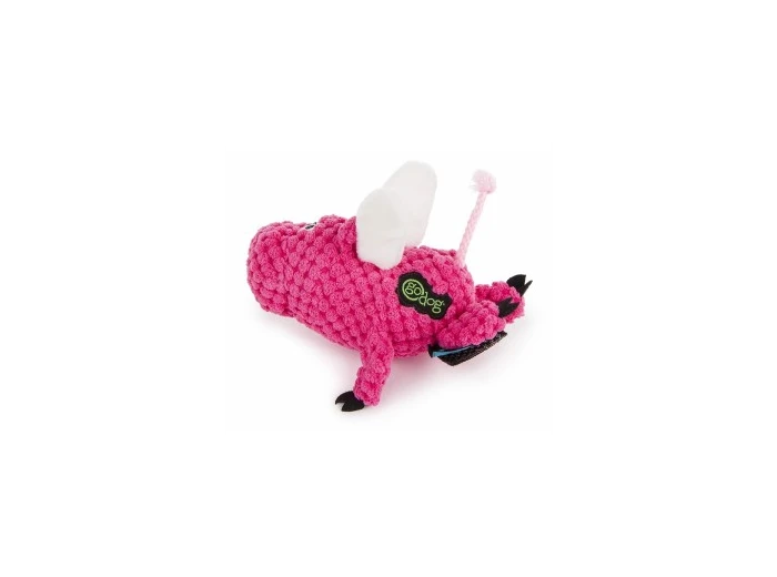 GoDog Checkers - Flying Pink Pig Mini with Chew Guard Technology
