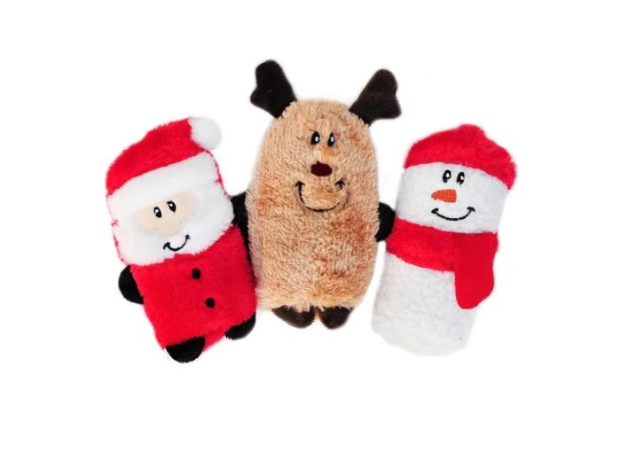 Holiday Squeakie Buddies - Santa, Reindeer, Snowman Christmas Dog Toy