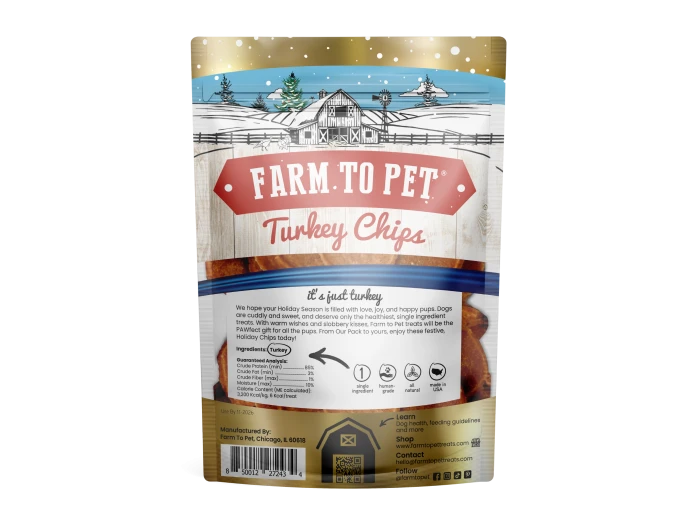 Holiday Turkey Chips Dog Treats (4 oz) Gold