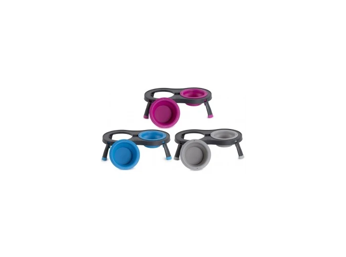 Dexas Elevated Double Feeder 1 Cup Light Grey