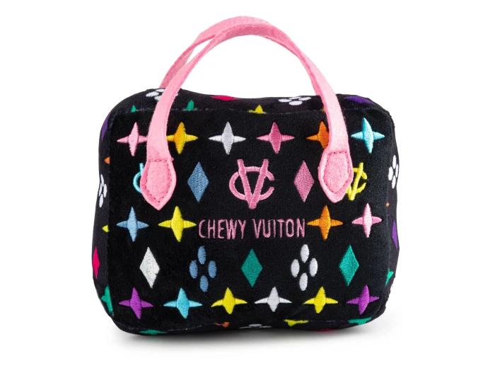 Black Monogram Chewy Vuiton Handbag Squeaker Dog Toy Large