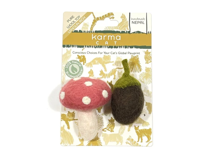 Cat Toy, Pack 2, Mushroom & Acorn