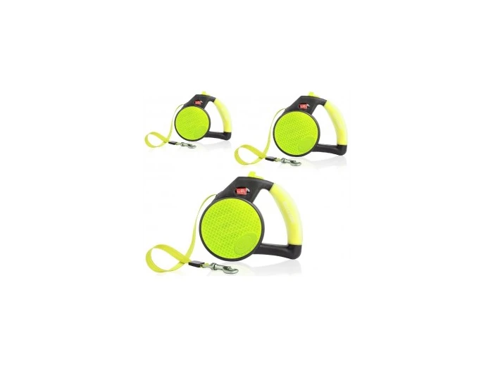 Wigzi Gel Leash - Retractable Yellow Reflective Medium