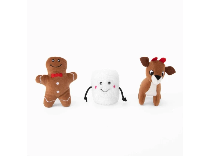 Holiday Miniz - Santa's Friends (3-pack) -Happy Hour Crusherz - Holiday (3-pack) - Christmas Dog Toy Dog Toy
