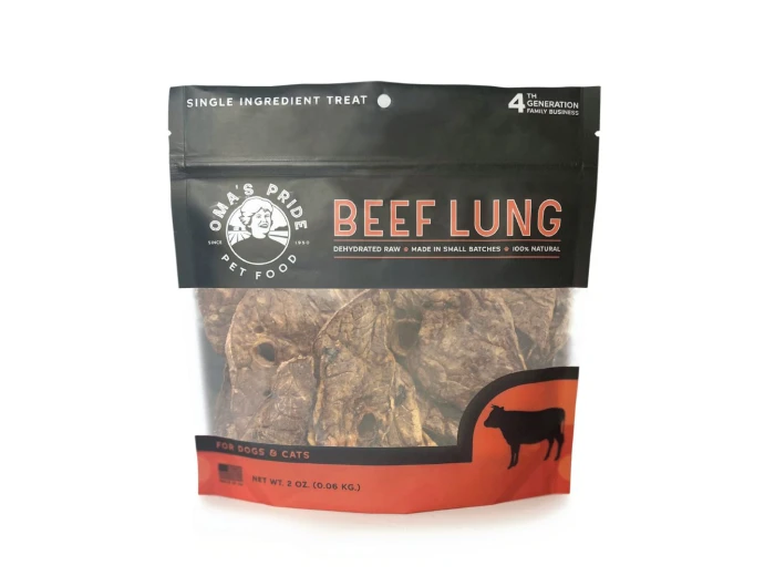 Omas Pride Dog Cat Dehydrated Beef Lung 2oz.