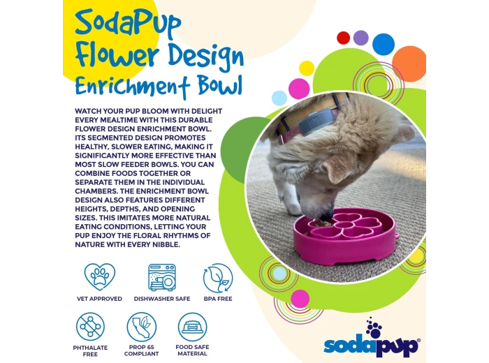 Flower Design eBowl Enrichment Slow Feeder Bowl for Dogs Purple