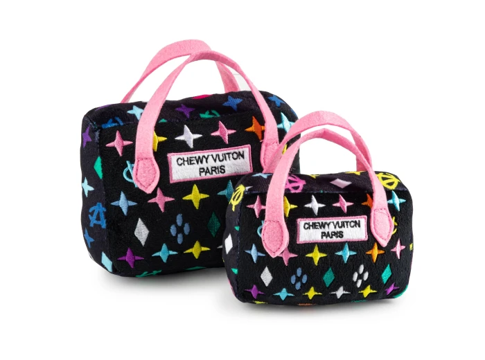 Black Monogram Chewy Vuiton Handbag Squeaker Dog Toy Large