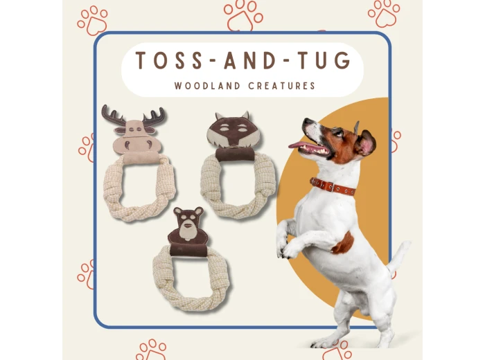 All Natural, Triple Stitched Pet Tug Toy. Durable, pet-safe Fox Tug