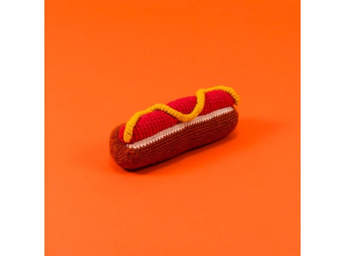 Hand Knit Hot Dog