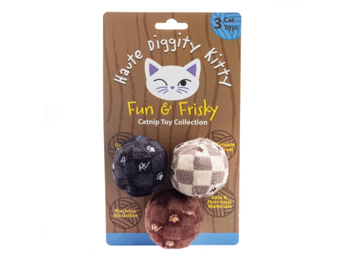 Kitty Vuiton Balls (Checker) Organic Catnip Toys