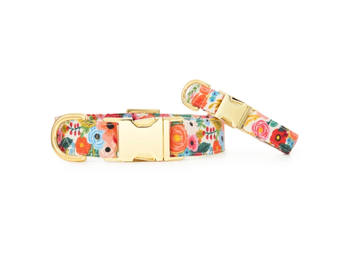 Rifle Paper Co. x TFD Garden Party Dog Collar M Gold