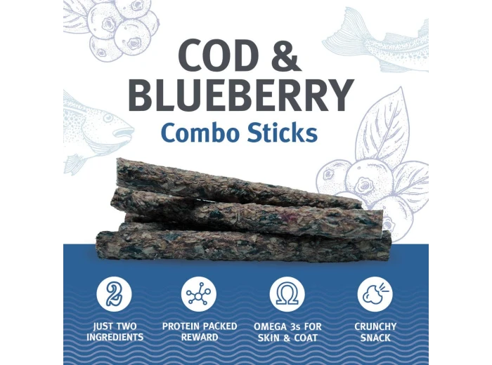 Icelandic Dog Cod & Blueberry Combo Sticks 2oz.