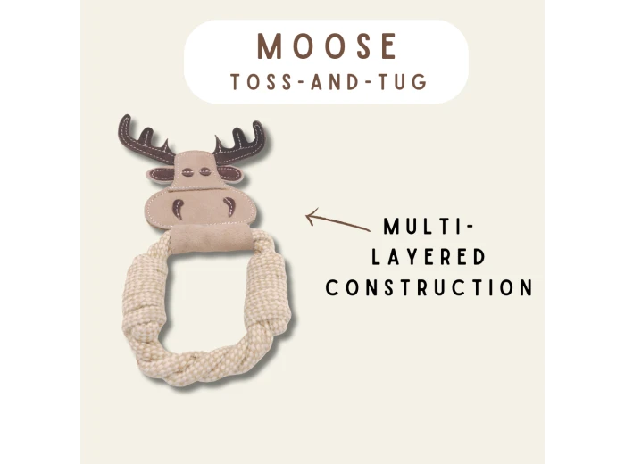 All Natural, Triple Stitched Pet Tug Toy. Durable, pet-safe Combo