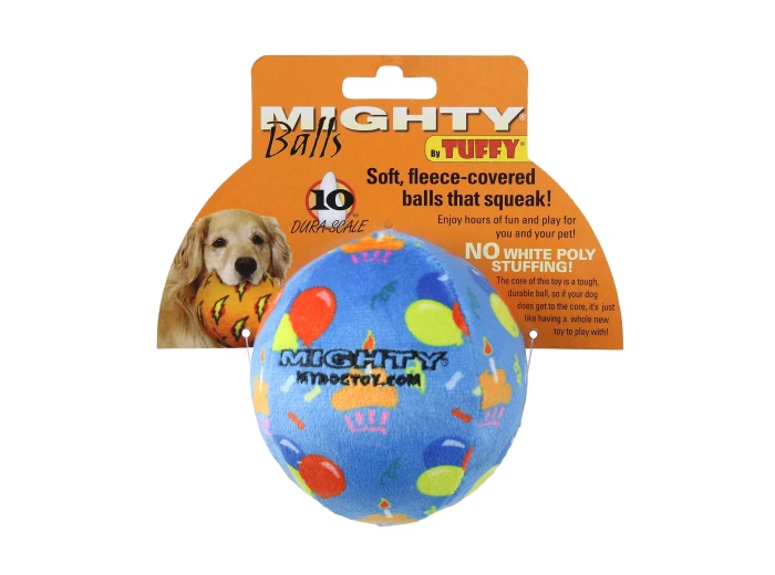 Mighty Ball-Medium Celebration Squeaky Dog Toy, No Stuffing