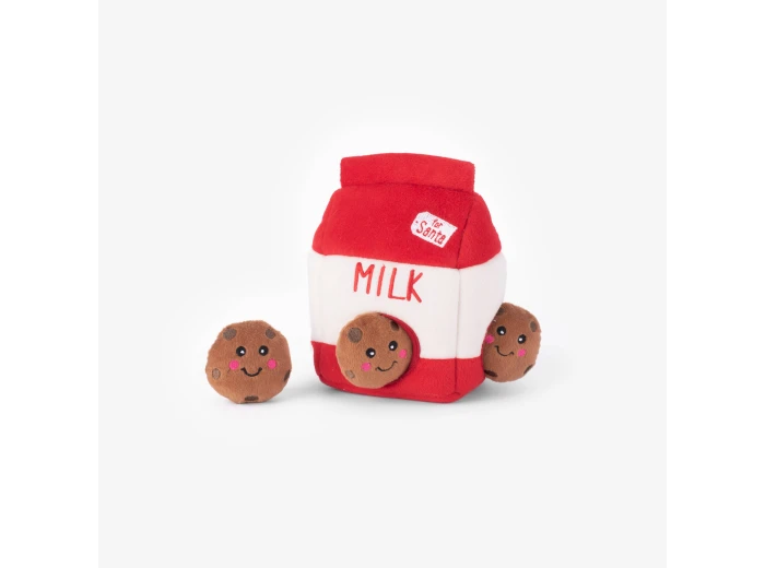 Holiday Zippy Burrow - Santa's Milk and Cookies - Christmas Dog Toy