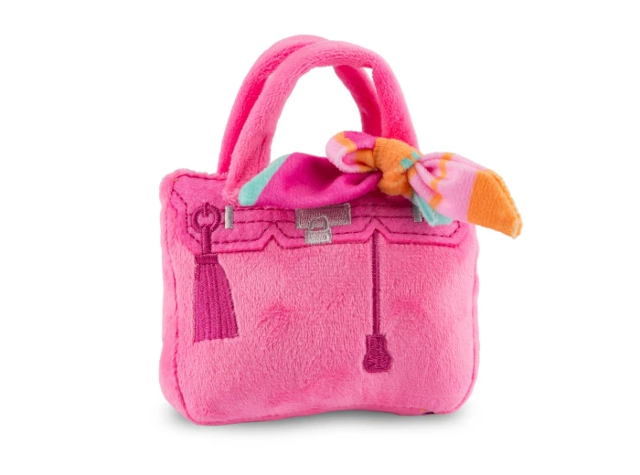 Barkin Bag - *CHIC DOGGIE* Pink w/ Scarf Squeaker Dog Toy Large