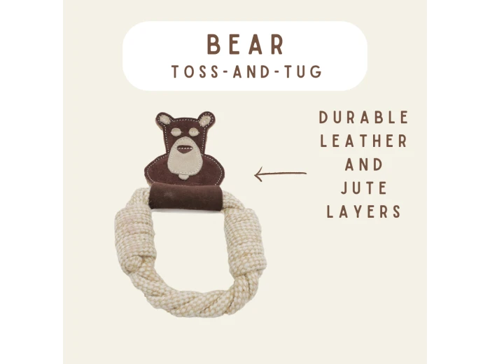 All Natural, Triple Stitched Pet Tug Toy. Durable, pet-safe Combo