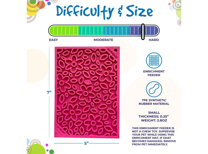 Flower Power Design eMat Enrichment Lick Mat - Pink large pink