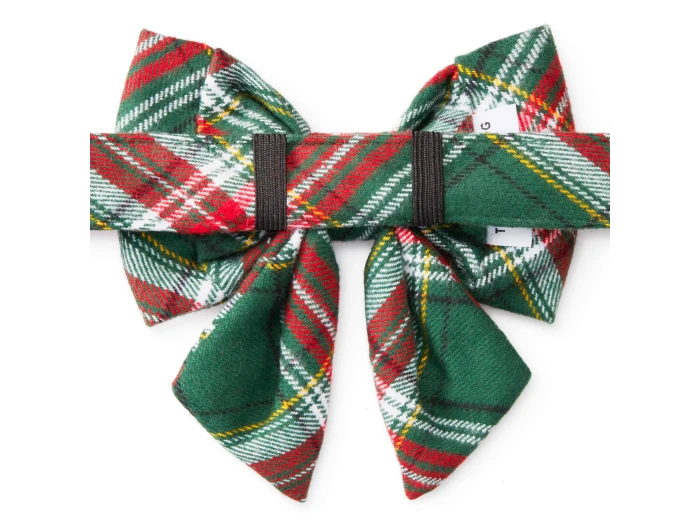 Holly Jolly Flannel Holiday Lady Dog Bow Small