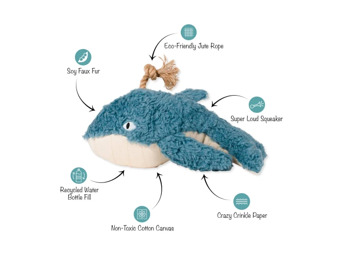 WHOLESALE EARTH FRIENDLY DOG TOY OH WHALE