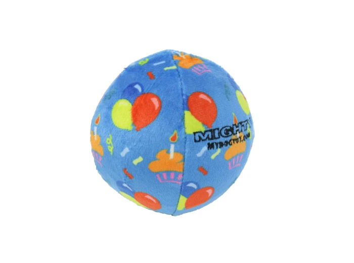 Mighty Ball-Medium Celebration Squeaky Dog Toy, No Stuffing