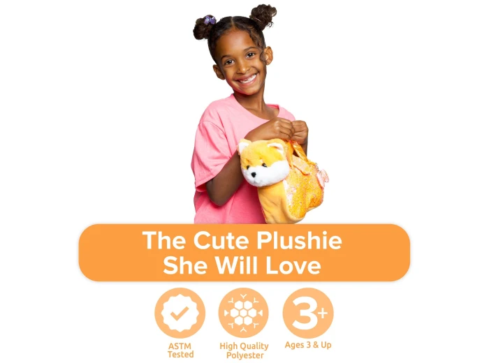 Little Jupiter Pet Plush Set with Bag - Orange Shiba Inu