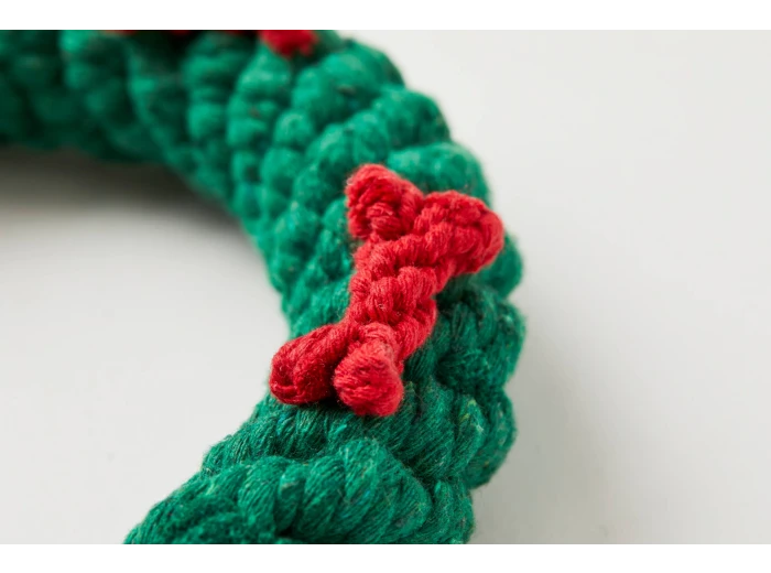 Green Ring with Red Bones Dog Rope Toy (Small - 4")