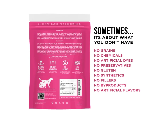 The Only Dehydrated Sweet Potato Bites Dogs Need Sample Bag - Approx. 1 oz