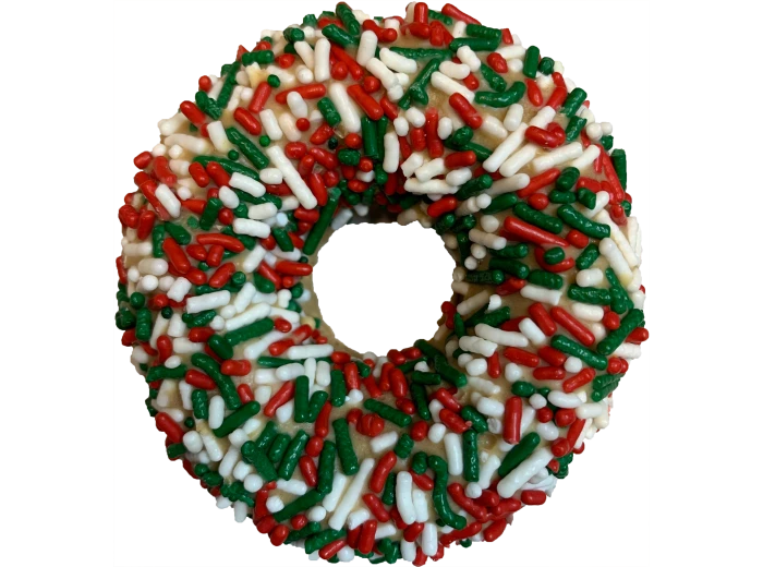 Gourmet Donut, Christmas Collection Peanut Butter w/ Jimmies Donut Dog Treat