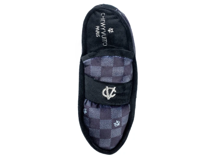 Black Checker Chewy Vuiton Loafer Squeaker Dog Toy