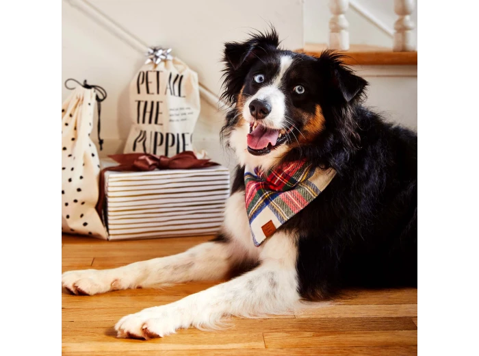 Regent Plaid Flannel Holiday Dog Bandana Large