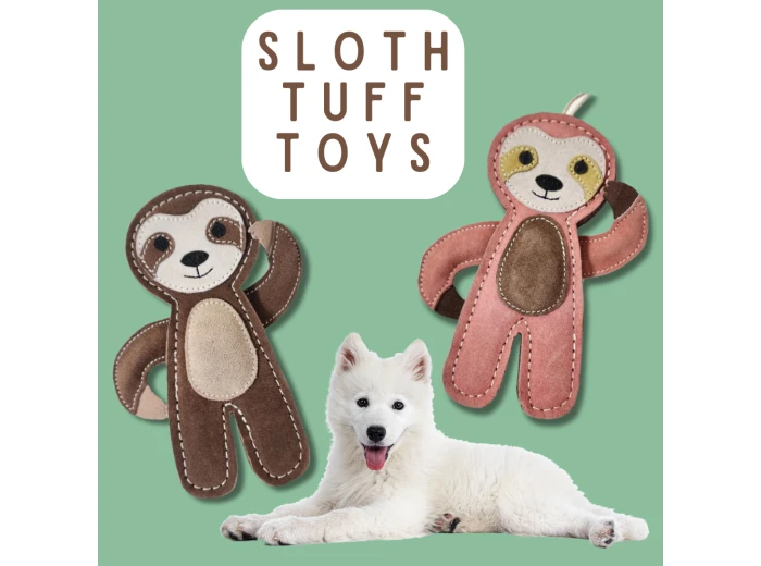Tuff Toys Pet-friendly eco-sourced Sloth Dog Toy made of all Brown